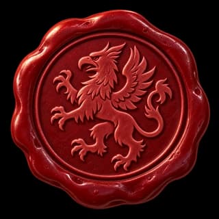 A griffin embossed in a red wax seal
